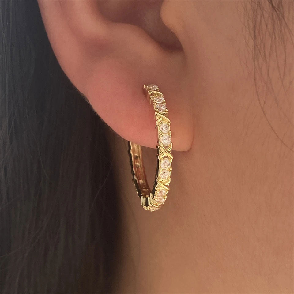 Aurelisse | Zirconia Cross Earrings 18K Gold